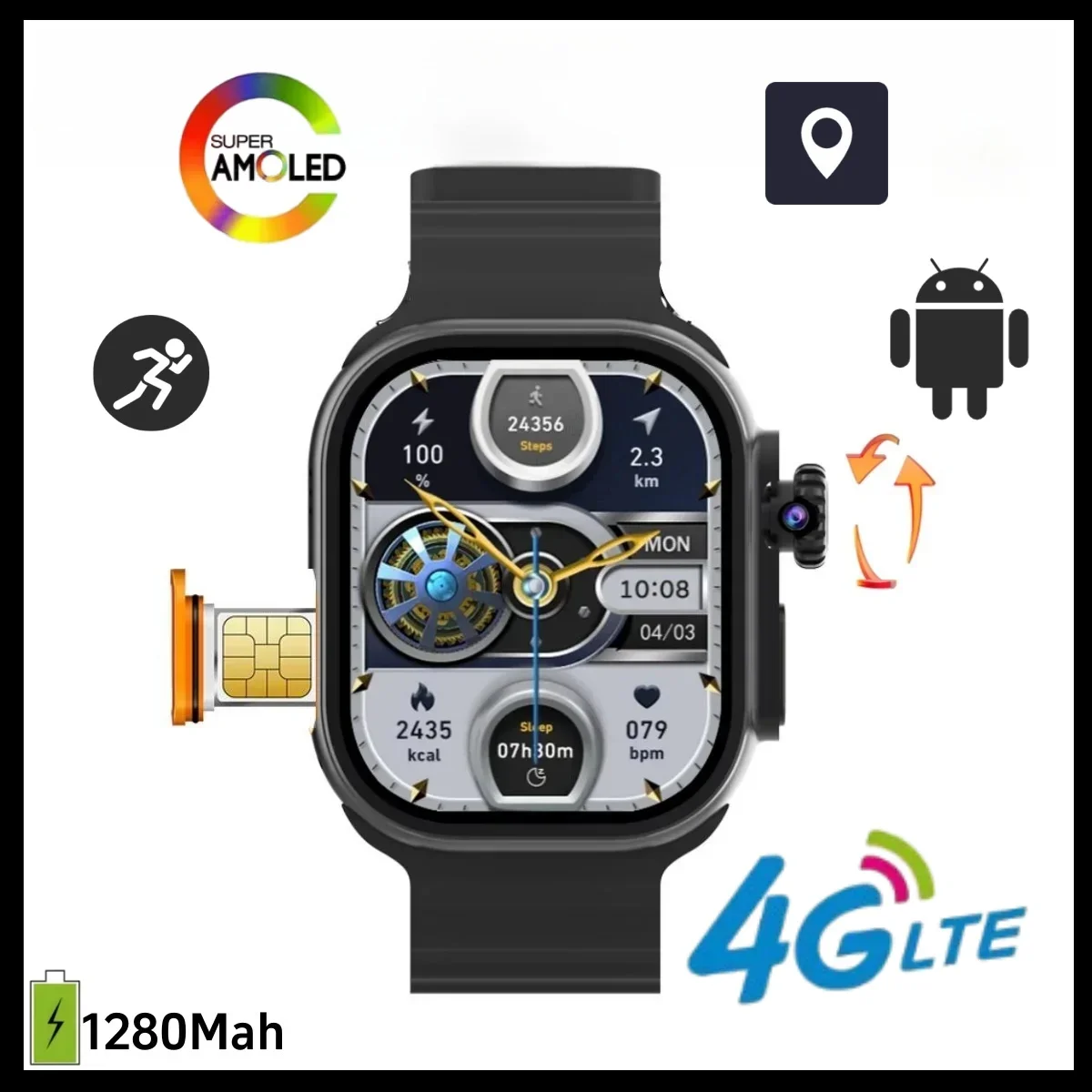 S9 Ultra 4G Android Smartwatch Network SIM Card 2.2 inch Amoled 180° Rotary Camera GPS WIFI Global Call Smart Watch Men Ultra 5G
S9 Ultra 4G Android Smartwatch Network SIM Card 2.2 inch Amoled 180° Rotary Camera GPS WIFI Global Call Smart Watch Men Ultra 5G