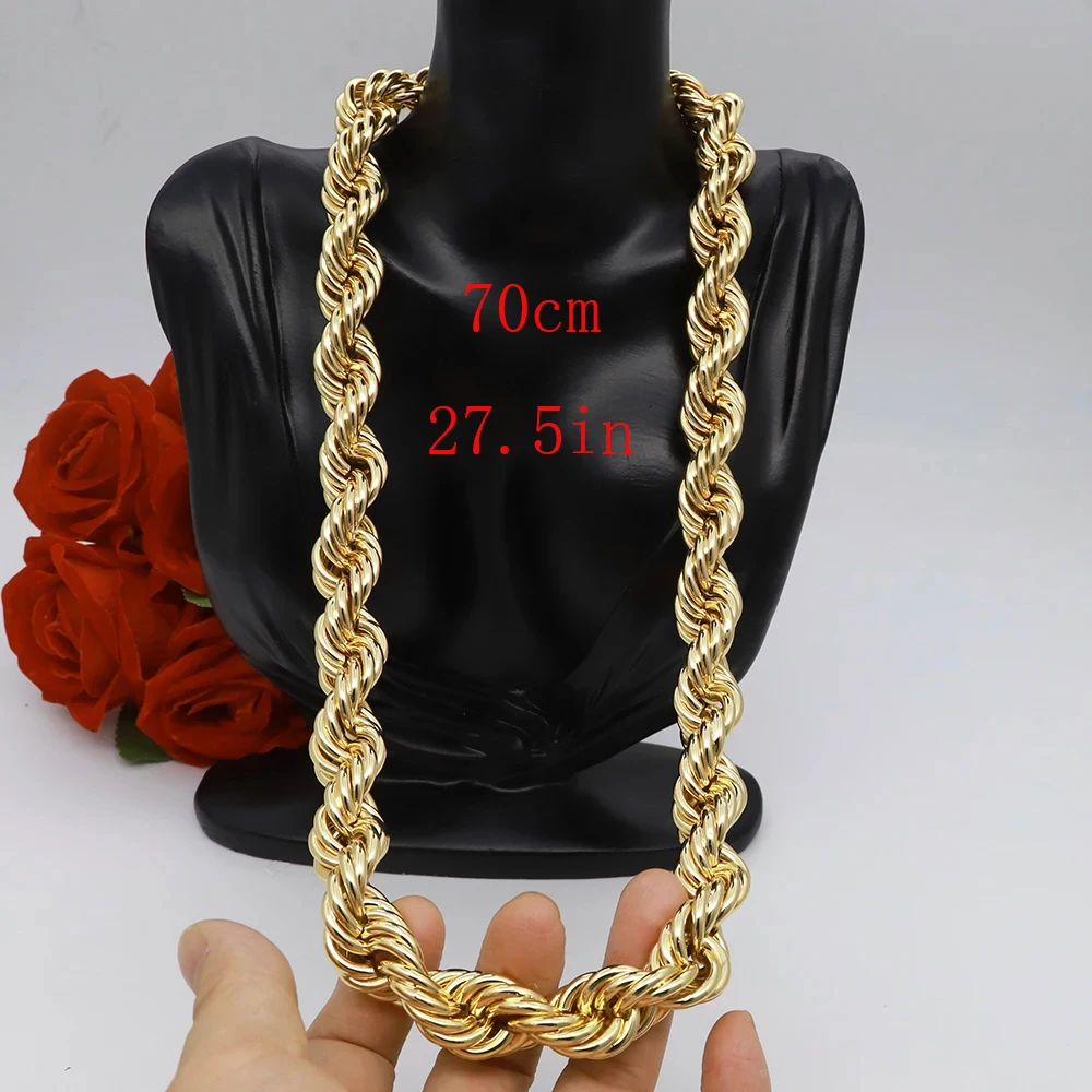 70cm Length 16mm Thickness Necklace 24K Gold Color Plated Big Rope Jewelry For Men Women Optional Pendant Guarantee Hiphop Chain
70cm Length 16mm Thickness Necklace 24K Gold Color Plated Big Rope Jewelry For Men Women Optional Pendant Guarantee Hiphop Chain