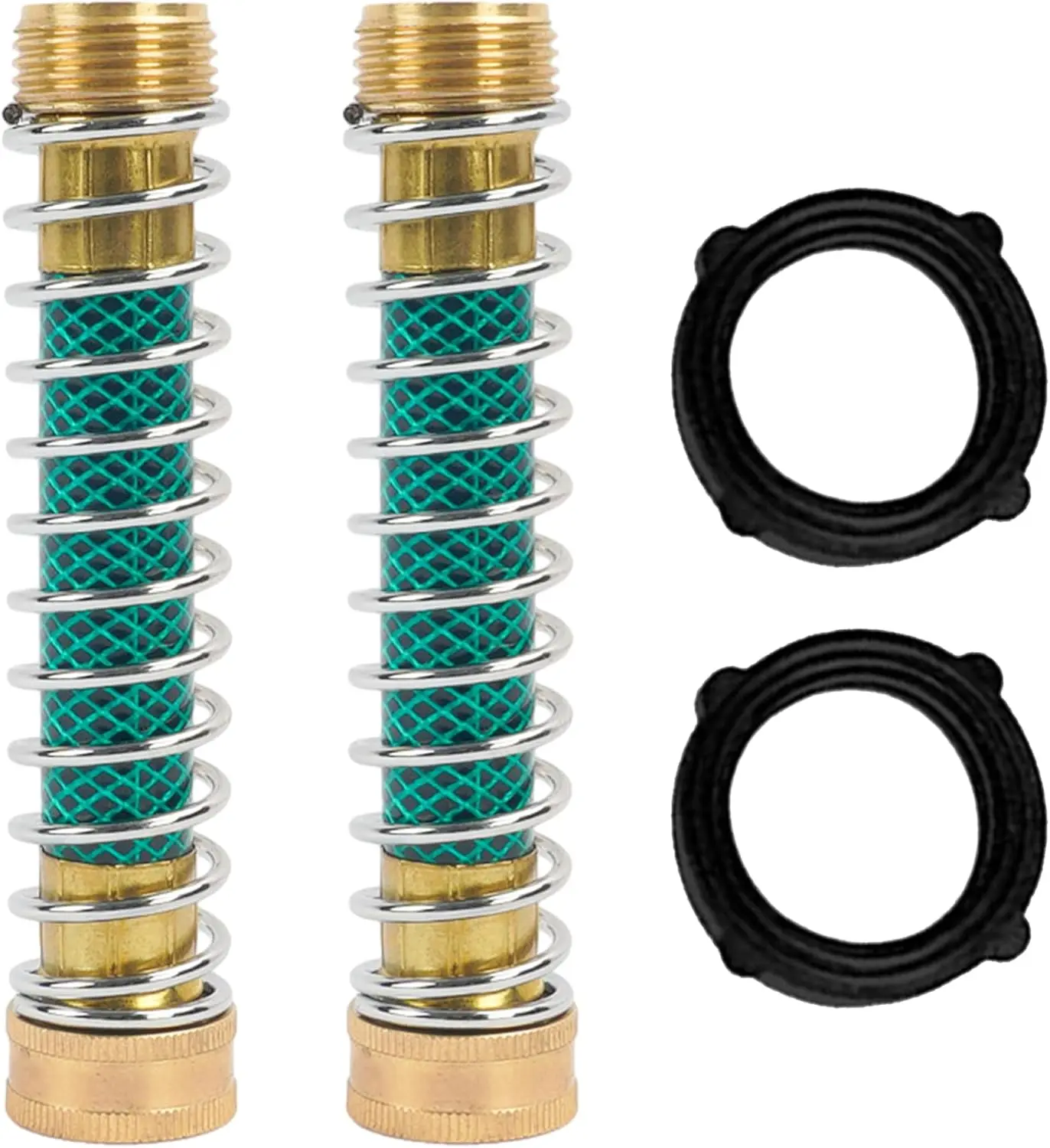 Brass Garden Hose Protector with Coil Spring, Faucet Extension Adapter for Kink Prevention, 2 Pack
Brass Garden Hose Protector with Coil Spring, Faucet Extension Adapter for Kink Prevention, 2 Pack