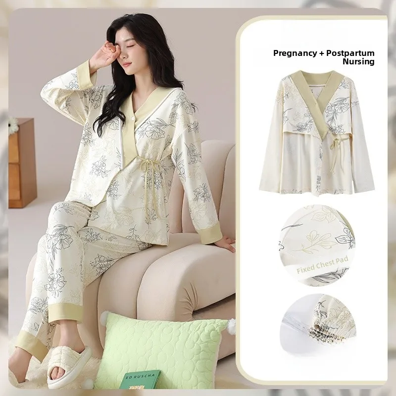 Pure Cotton Sleepwear for Pregnant Women Nursing Mothers Spring Autumn Winter with Chest Pad Easy to Wear Home Clothes
Pure Cotton Sleepwear for Pregnant Women Nursing Mothers Spring Autumn Winter with Chest Pad Easy to Wear Home Clothes