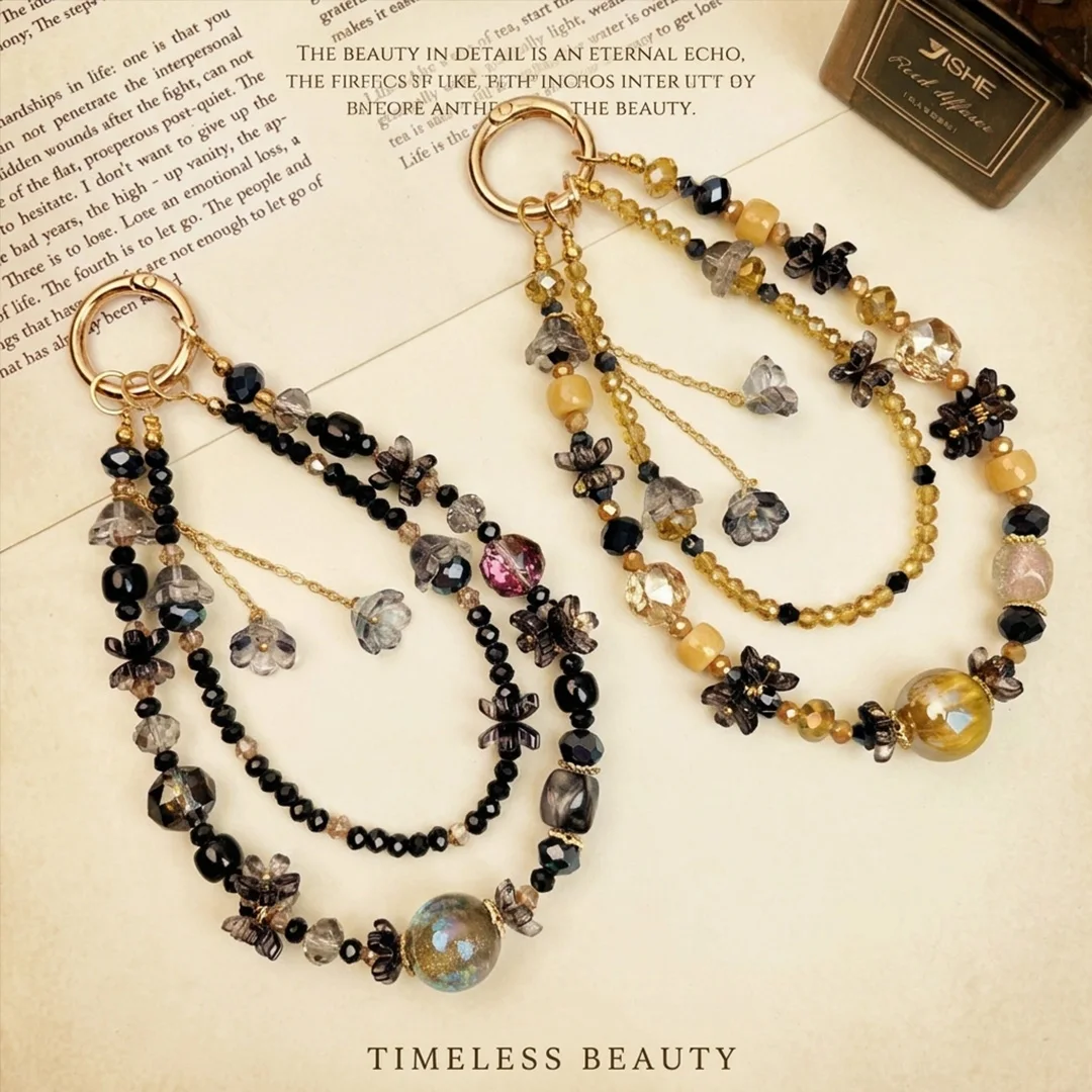 Luxury Dark Gothic Crystal Beaded Phone Lanyards Vintage Floral Charms Anti Lost Bracelet Strap Keychains Wholesale Jewelry Gift
Luxury Dark Gothic Crystal Beaded Phone Lanyards Vintage Floral Charms Anti Lost Bracelet Strap Keychains Wholesale Jewelry Gift