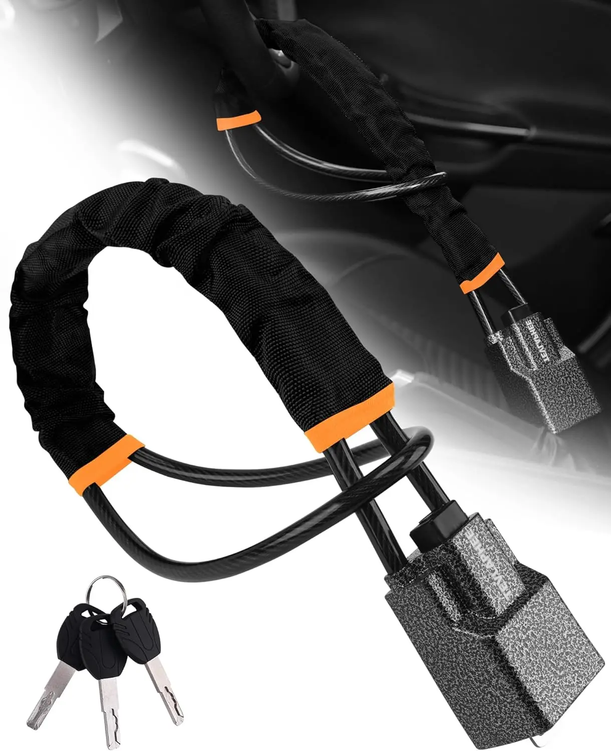 Universal Anti-Theft Car Lock Steering Wheel Lock + Seat Belt Lock Heavy Duty Vehicle Security Device with 3 Keys Black Fit for Car Truck SUV Van
Universal Anti-Theft Car Lock Steering Wheel Lock + Seat Belt Lock Heavy Duty Vehicle Security Device with 3 Keys Black Fit for Car Truck SUV Van
