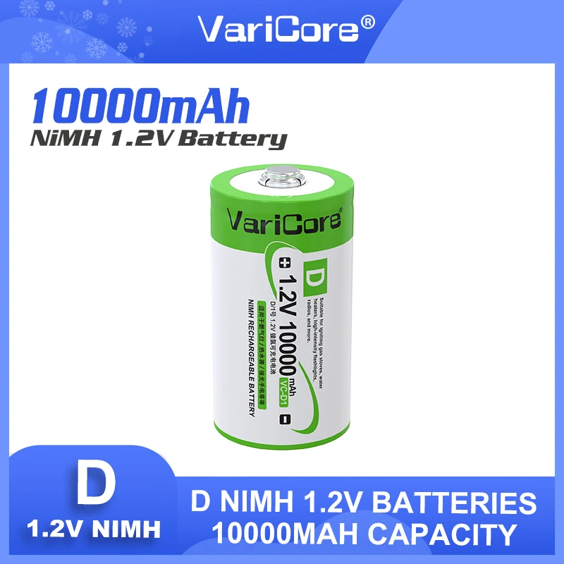 VariCore VC-D1 1.2V 10000mAh D Size Ni-MH Rechargeable Battery Long Lasting High Capacity for High Drain Devices
VariCore VC-D1 1.2V 10000mAh D Size Ni-MH Rechargeable Battery Long Lasting High Capacity for High Drain Devices