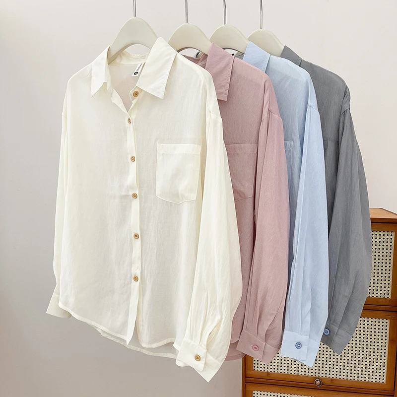 New Summer Loose Long-sleeved Women's Shirt Stylish Vibe Foldable Sun-protection Lightweight Solid Top For Commuting
New Summer Loose Long-sleeved Women's Shirt Stylish Vibe Foldable Sun-protection Lightweight Solid Top For Commuting