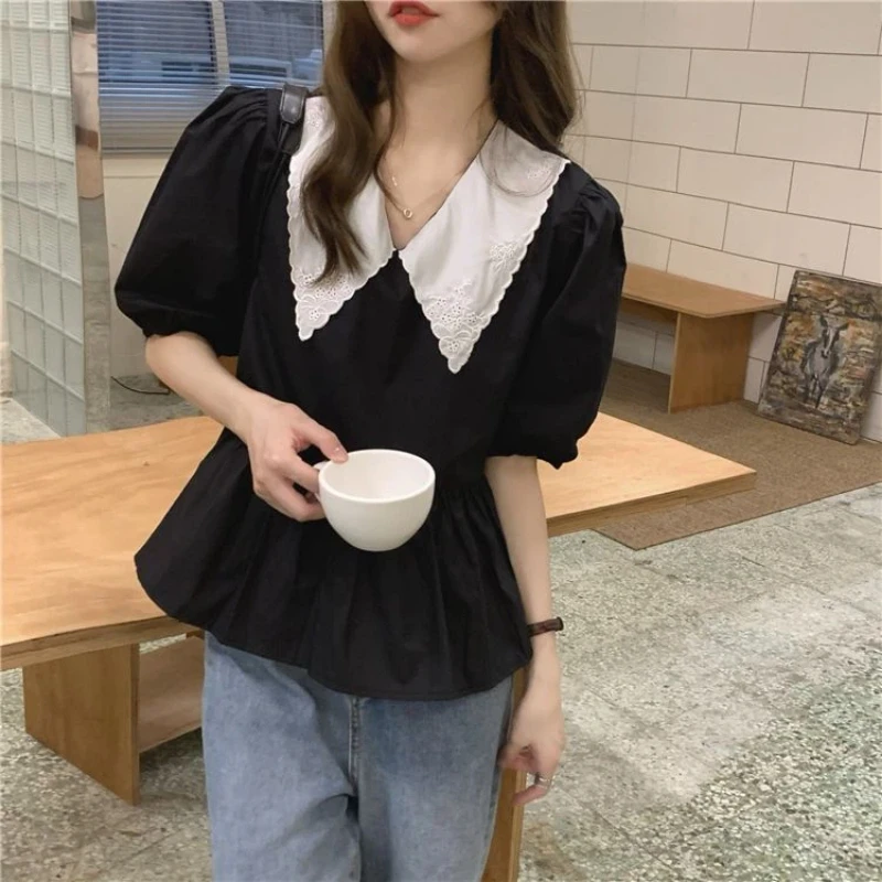 Sweet Contrast Patchwork Pleated Shirt Tops New Summer Short Sleeve Loose Youth Korean Blouse Fashion Women Clothing Casual
Sweet Contrast Patchwork Pleated Shirt Tops New Summer Short Sleeve Loose Youth Korean Blouse Fashion Women Clothing Casual
