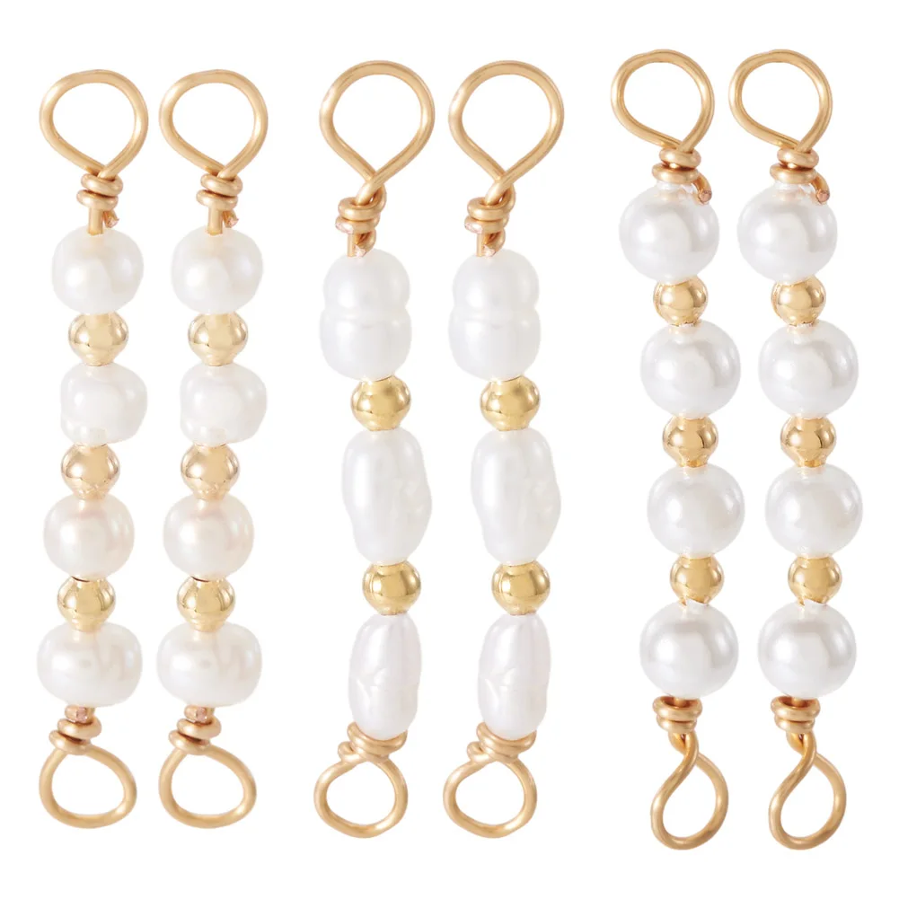 6pcs Natural Cultured Freshwater Pearl Beaded Connector Charms with Brass Double Loops for Jewelry Making DIY Bracelet Earrings
6pcs Natural Cultured Freshwater Pearl Beaded Connector Charms with Brass Double Loops for Jewelry Making DIY Bracelet Earrings