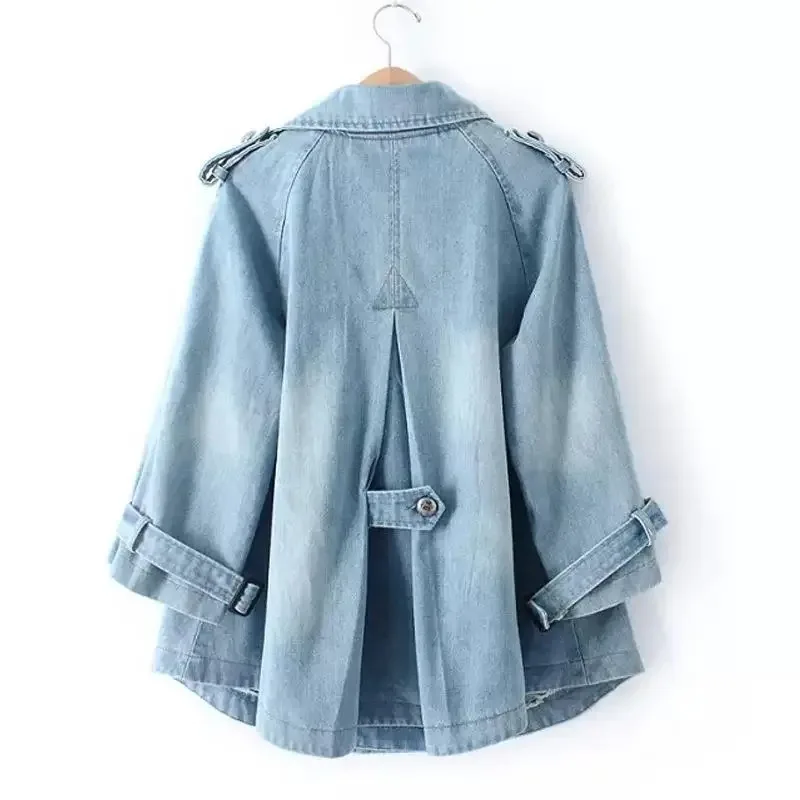 Women Office Lady Windbreaker Denim Basic Coats Autumn Overcoat Denim Cape Coat Female Jacket Double Breasted Jackets
Women Office Lady Windbreaker Denim Basic Coats Autumn Overcoat Denim Cape Coat Female Jacket Double Breasted Jackets