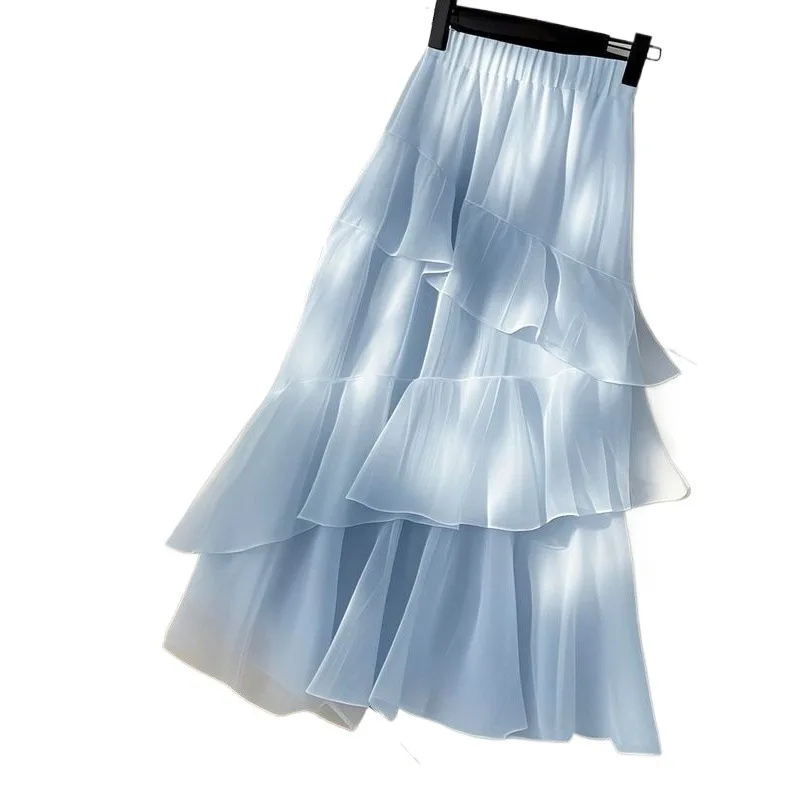 Solid Chic Ruffles Chiffon Long Skirt Women High Waist Elegant Fashion Sweet Skirts Elegant Casual Female Half Boddy Skirt
Solid Chic Ruffles Chiffon Long Skirt Women High Waist Elegant Fashion Sweet Skirts Elegant Casual Female Half Boddy Skirt
