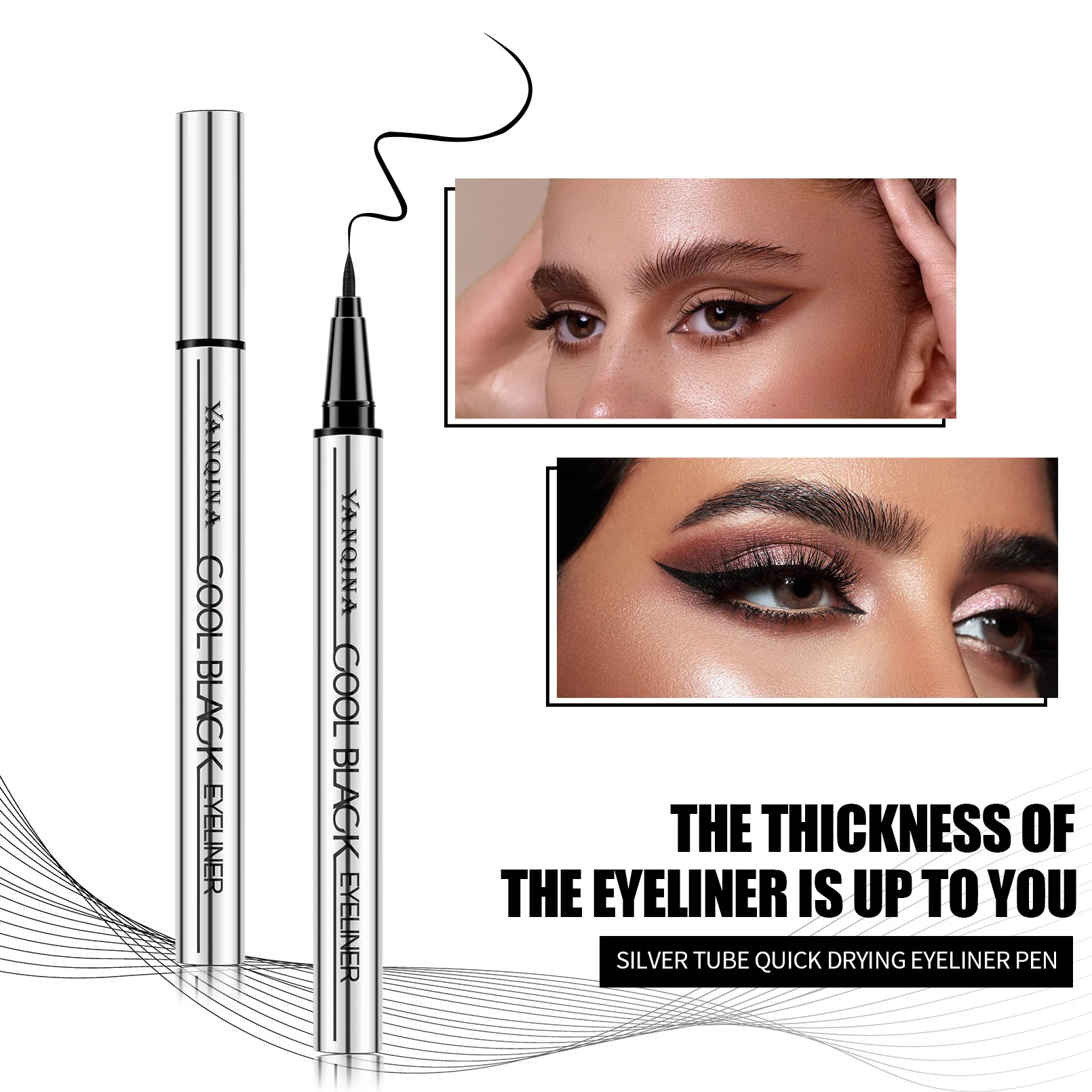 Waterproof Long Wear Liquid Eyeliner Pen Quick Dry Jet Black No Smudge for Beginner Eye Makeup Beauty Essential
Waterproof Long Wear Liquid Eyeliner Pen Quick Dry Jet Black No Smudge for Beginner Eye Makeup Beauty Essential