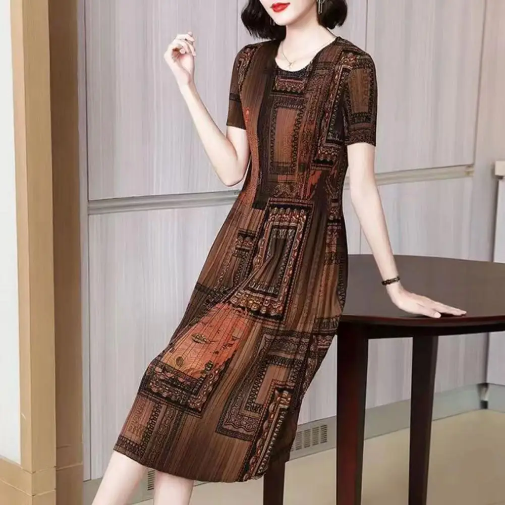 Women Prom Dress Elegant Vintage Print Midi Dress for Women Round Neck Short Sleeves Pleated Knee Length Office Prom Party Dress
Women Prom Dress Elegant Vintage Print Midi Dress for Women Round Neck Short Sleeves Pleated Knee Length Office Prom Party Dress