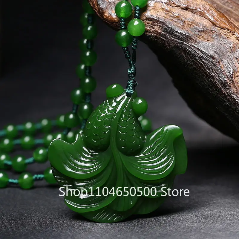 Hetian Jade Goldfish Jasper Pendant Green Necklace Men's and Women's Pendant
Hetian Jade Goldfish Jasper Pendant Green Necklace Men's and Women's Pendant