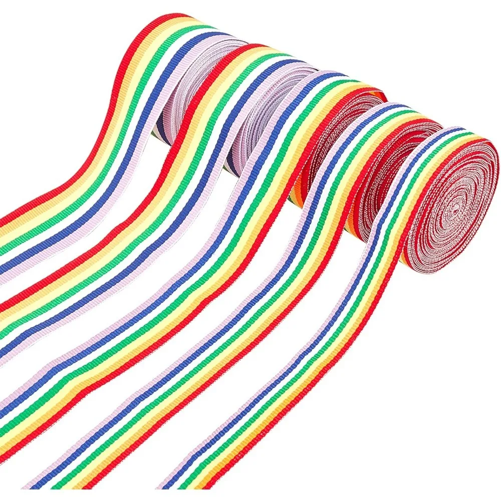 25m Rainbow Ribbon Grosgrain Stripe Double Face Polyester Ribbon 5Sizes 15/20/25/30/40mm for Crafts Birthday Festival Decoration
25m Rainbow Ribbon Grosgrain Stripe Double Face Polyester Ribbon 5Sizes 15/20/25/30/40mm for Crafts Birthday Festival Decoration