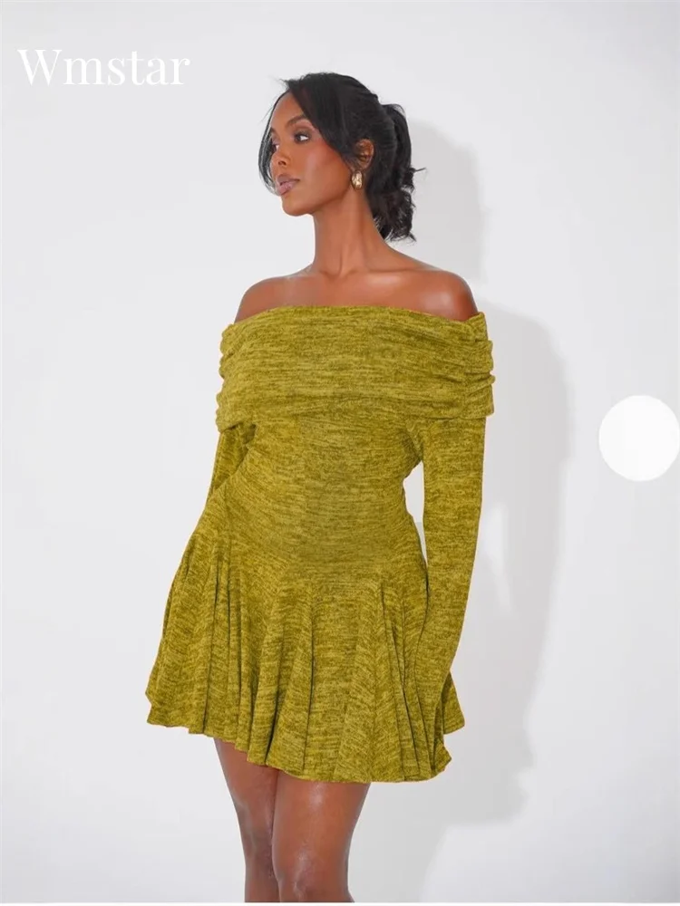 Wmstar Dresses for Women Off Shoulder Long Sleeve Bodycon Stretch Mini Dresses Sweet Spring Clothes Wholesale Dropshipping 2025
Wmstar Dresses for Women Off Shoulder Long Sleeve Bodycon Stretch Mini Dresses Sweet Spring Clothes Wholesale Dropshipping 2025