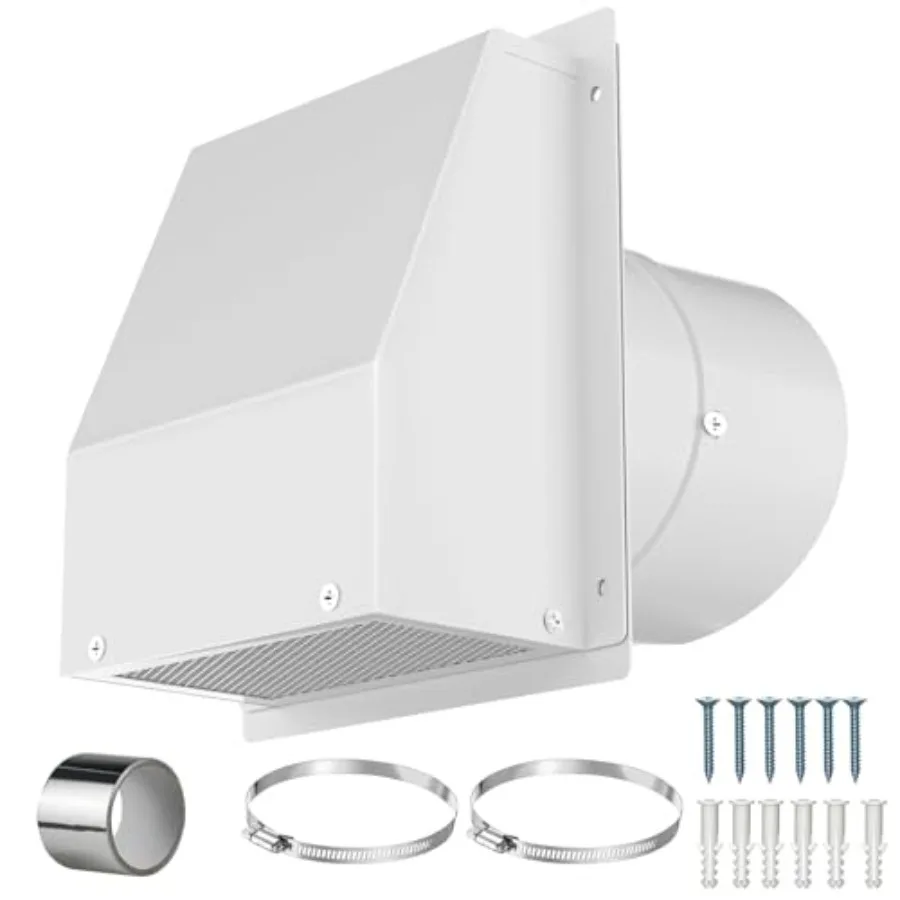 Hooded Wall Vent Cover with Damper - Galvanized Steel Exterior Dryer Vent Cover Outside Easy Clean Screen cludes Foam Gasket an
Hooded Wall Vent Cover with Damper - Galvanized Steel Exterior Dryer Vent Cover Outside Easy Clean Screen cludes Foam Gasket an
