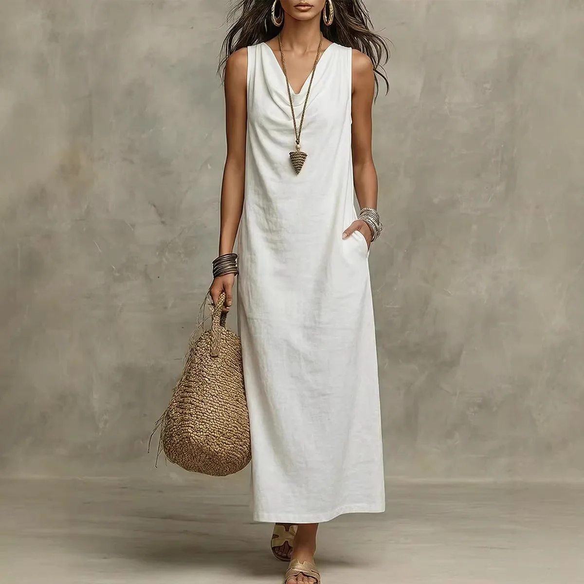 Cowl Neck Dress Women Spring Summer Loose Pocket Maxi Dresses Casual Relaxed Sundress Beach Vacation Outfit Clothes
Cowl Neck Dress Women Spring Summer Loose Pocket Maxi Dresses Casual Relaxed Sundress Beach Vacation Outfit Clothes