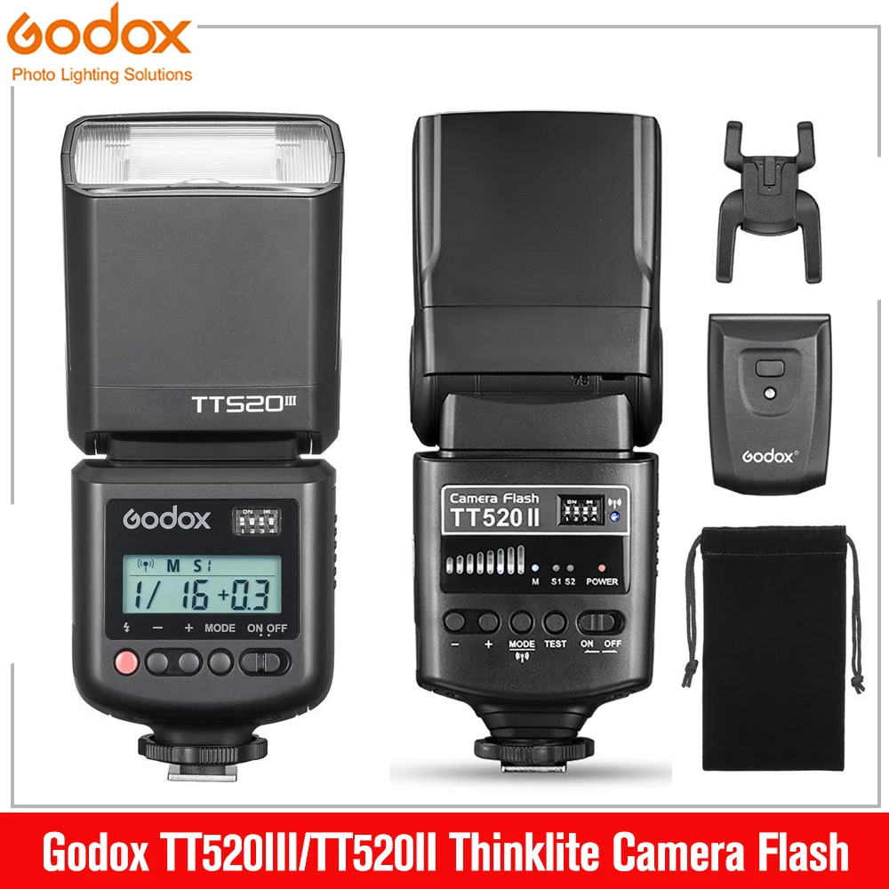 Godox TT520III TT520II Вспышка для камеры со встроенным беспроводным сигналом 433 МГц для зеркальных камер Canon Nikon Sony Pentax Olympus
Godox TT520III TT520II Вспышка для камеры со встроенным беспроводным сигналом 433 МГц для зеркальных камер Canon Nikon Sony Pentax Olympus