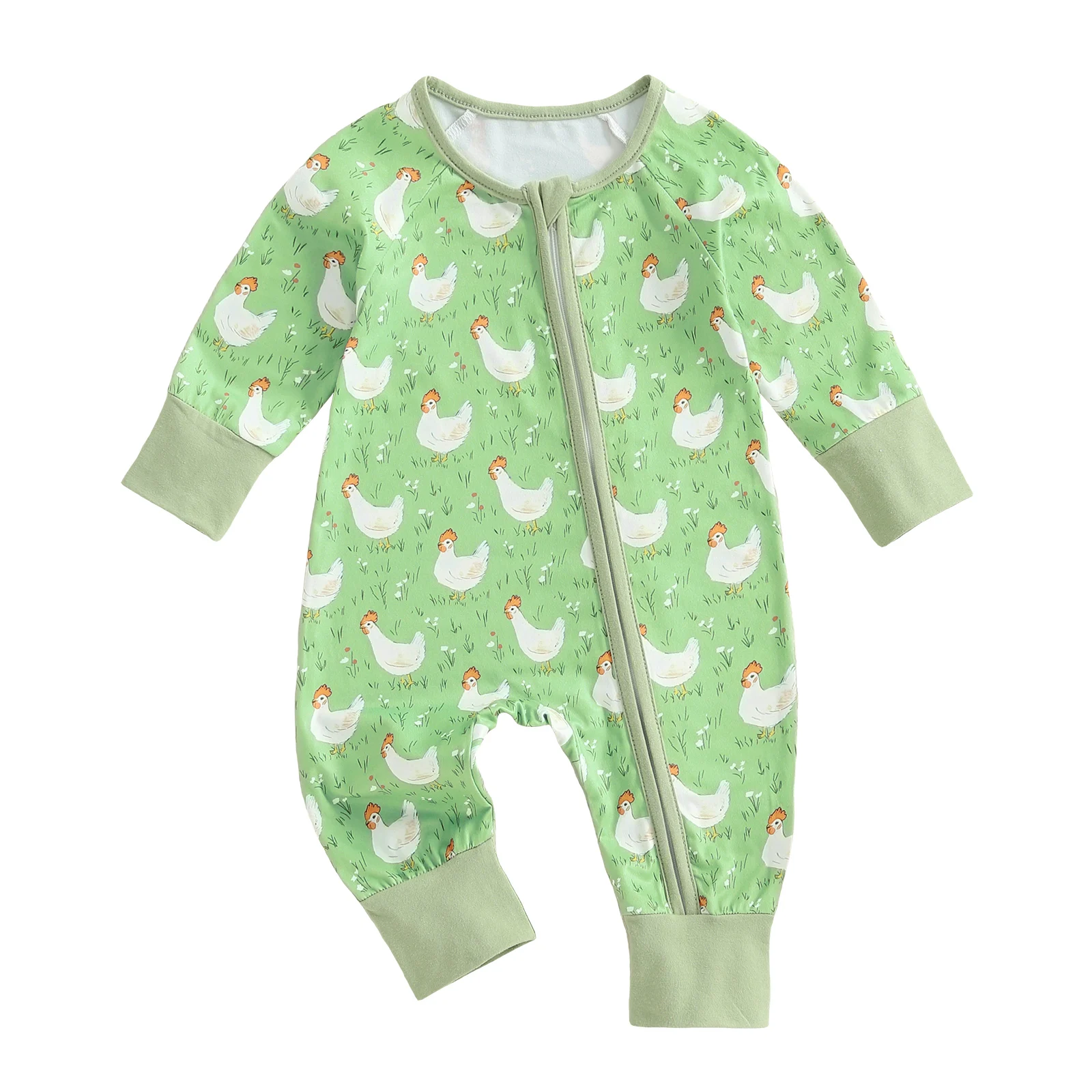 Baby Girl Chicken Print Jumpsuit Infant Long Sleeve Round Neck Oblique Zipper Romper with Headband
Baby Girl Chicken Print Jumpsuit Infant Long Sleeve Round Neck Oblique Zipper Romper with Headband