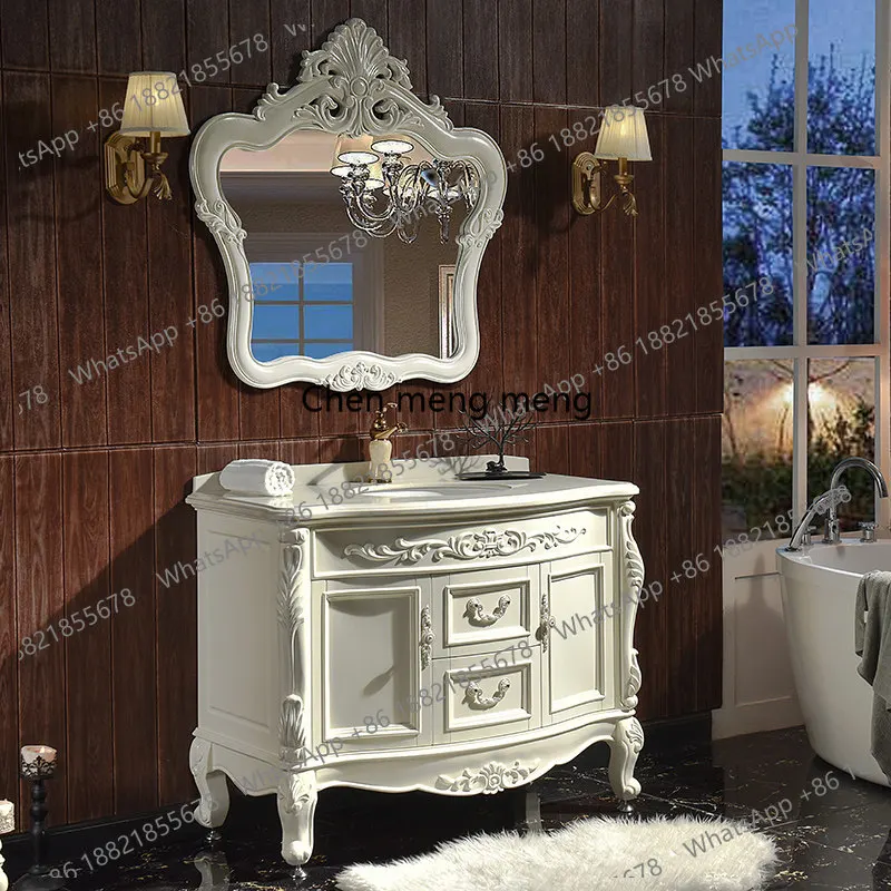 European solid wood, antique oak wash basin cabinet marble, floor-to-ceiling integrated wash basin cabinet combination
European solid wood, antique oak wash basin cabinet marble, floor-to-ceiling integrated wash basin cabinet combination