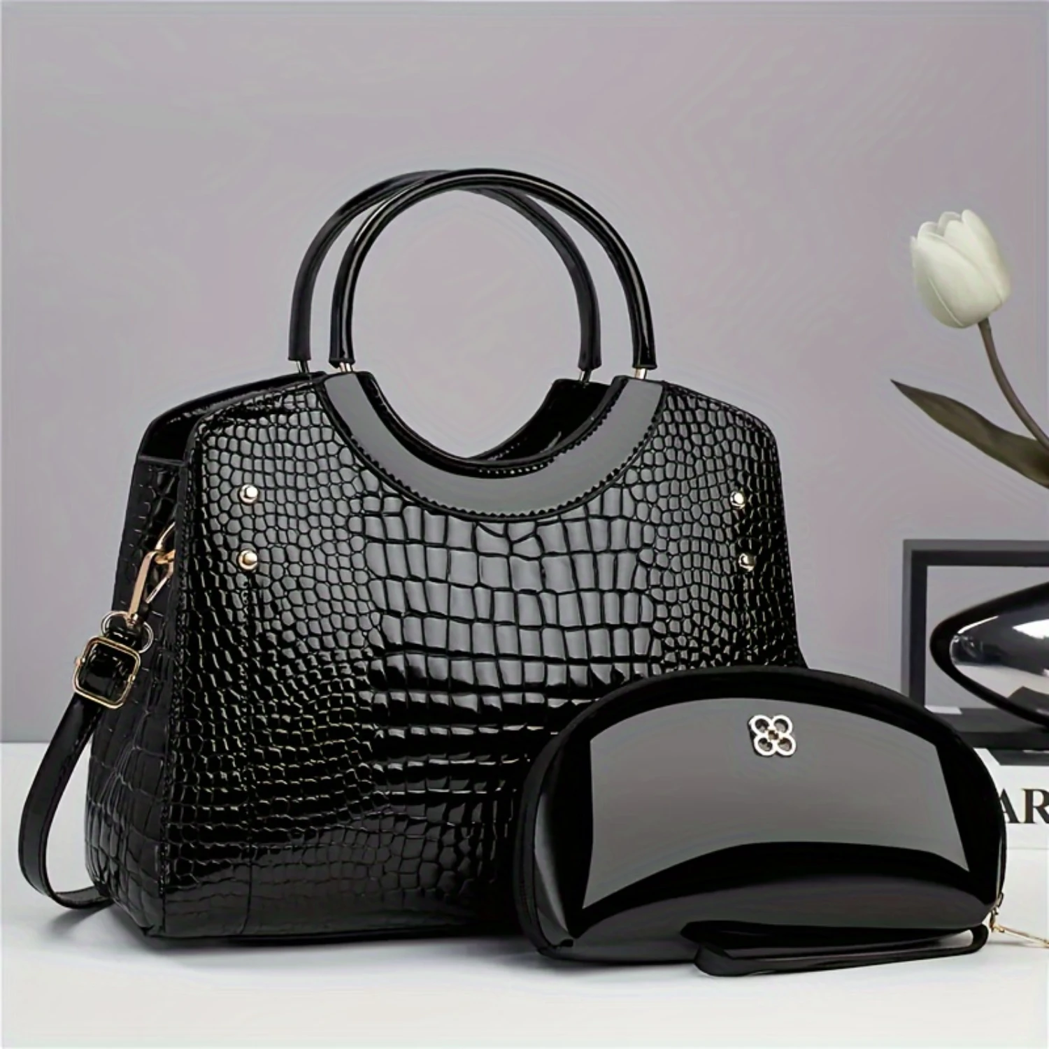 2-Piece Elegant Womens Handbag Set - Complete and Versatile Faux Leather Shoulder Crossbody Bag with Mini Zipper Pouch for Easy
2-Piece Elegant Womens Handbag Set - Complete and Versatile Faux Leather Shoulder Crossbody Bag with Mini Zipper Pouch for Easy