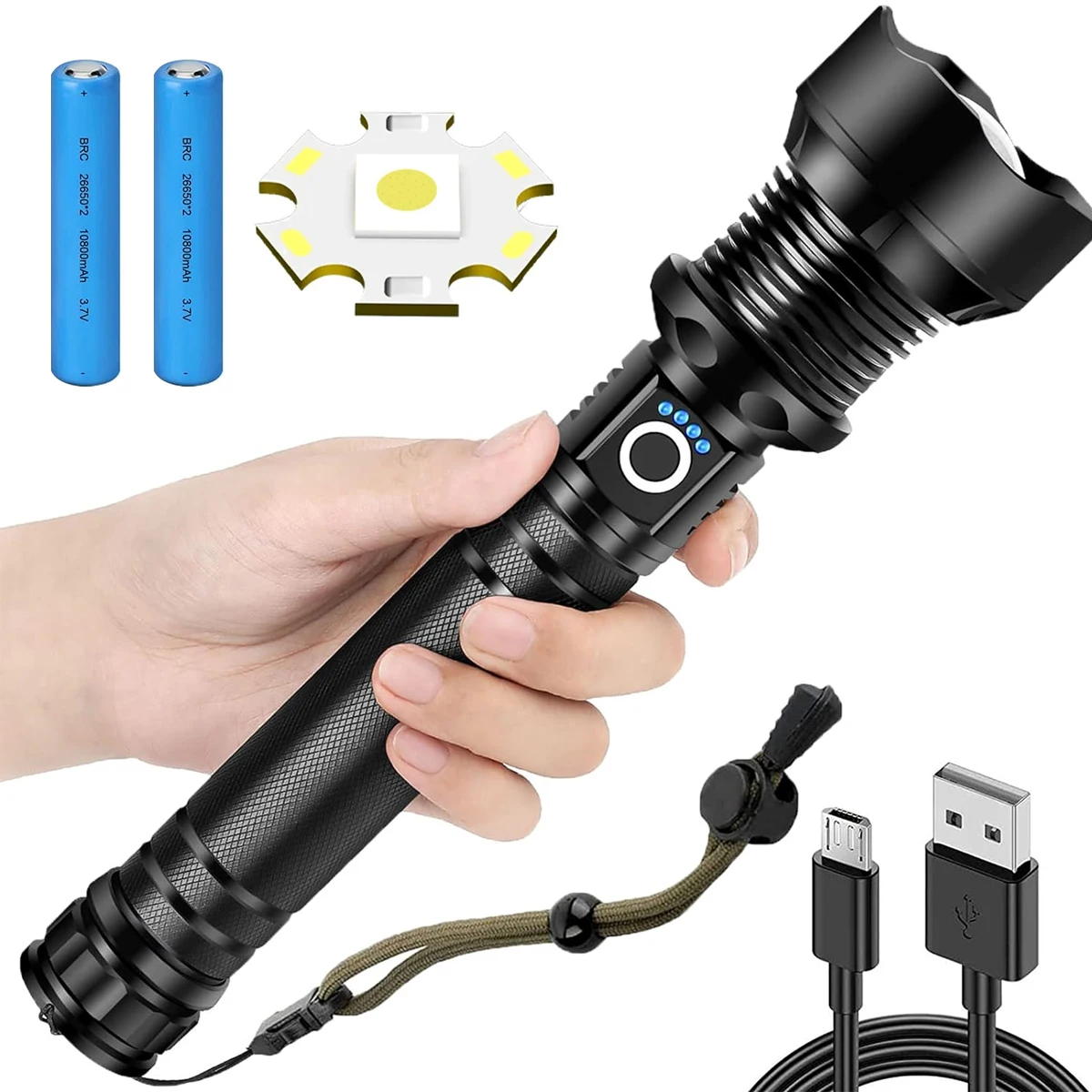 USB Powerful Flashlight Torch Super Bright USB Rechargeable Zoomable LED Waterproof Torch 3 Mode Linghting For Camping Outdoor
USB Powerful Flashlight Torch Super Bright USB Rechargeable Zoomable LED Waterproof Torch 3 Mode Linghting For Camping Outdoor