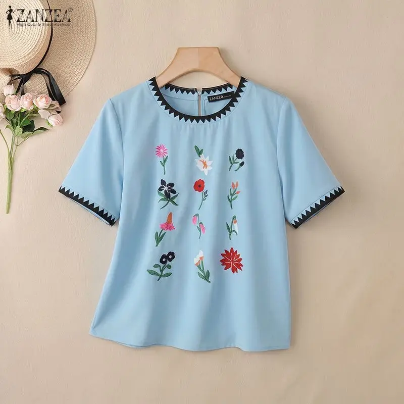 ZANZEA Summer Women Tops Vintage Floral Printed Blouse Casual O-Neck Short Sleeve Blusas Bohemain Stylish Work Holiday Shirt
ZANZEA Summer Women Tops Vintage Floral Printed Blouse Casual O-Neck Short Sleeve Blusas Bohemain Stylish Work Holiday Shirt