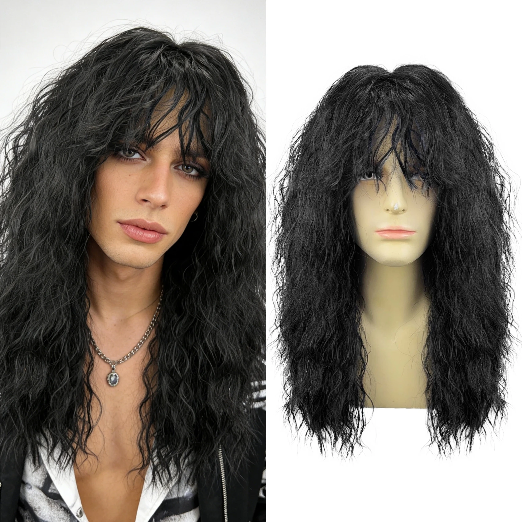 Men's Medium-Length Synthetic Fiber Curly Wig, Voluminous Men's Wig in Rock Punk Style, Suitable for Daily Wear and Parties
Men's Medium-Length Synthetic Fiber Curly Wig, Voluminous Men's Wig in Rock Punk Style, Suitable for Daily Wear and Parties