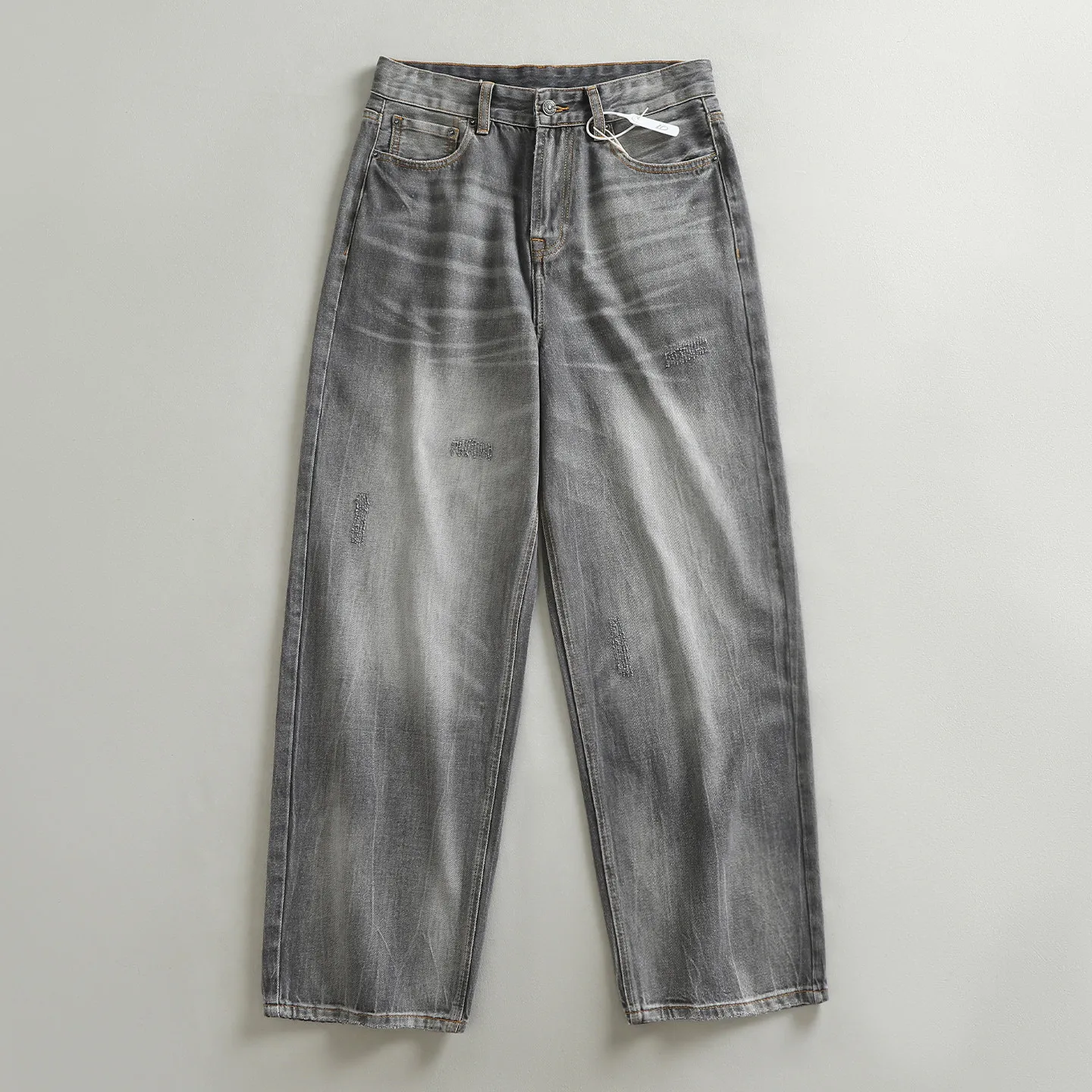 Grey Vintage Washed Distressed Whiskering Faded American Trendy High Street Men's Loose Fit Straight Leg Wide Leg Denim Jeans
Grey Vintage Washed Distressed Whiskering Faded American Trendy High Street Men's Loose Fit Straight Leg Wide Leg Denim Jeans