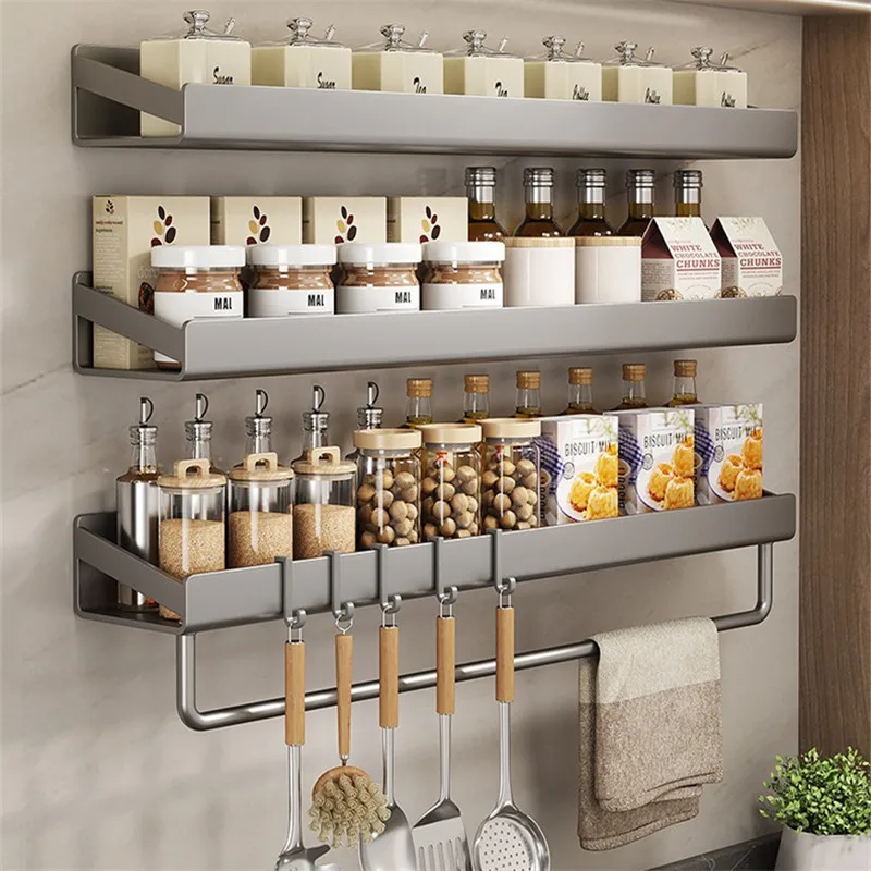 Wall Mounted Spice Rack Aluminum Hanging Spice Jar Holder for Kitchen Storage Rack Kitchen Wall Shelf Seasoning Spice Organizer
Wall Mounted Spice Rack Aluminum Hanging Spice Jar Holder for Kitchen Storage Rack Kitchen Wall Shelf Seasoning Spice Organizer