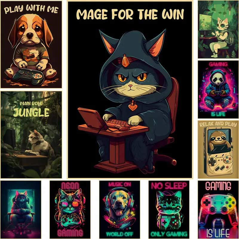 Cartoon Animal Poster, Dog, Penguin, Cat, Retro Mural, Funny Gaming Quote, Decorative Picture, Room Decoration, Home Art Decor
Cartoon Animal Poster, Dog, Penguin, Cat, Retro Mural, Funny Gaming Quote, Decorative Picture, Room Decoration, Home Art Decor