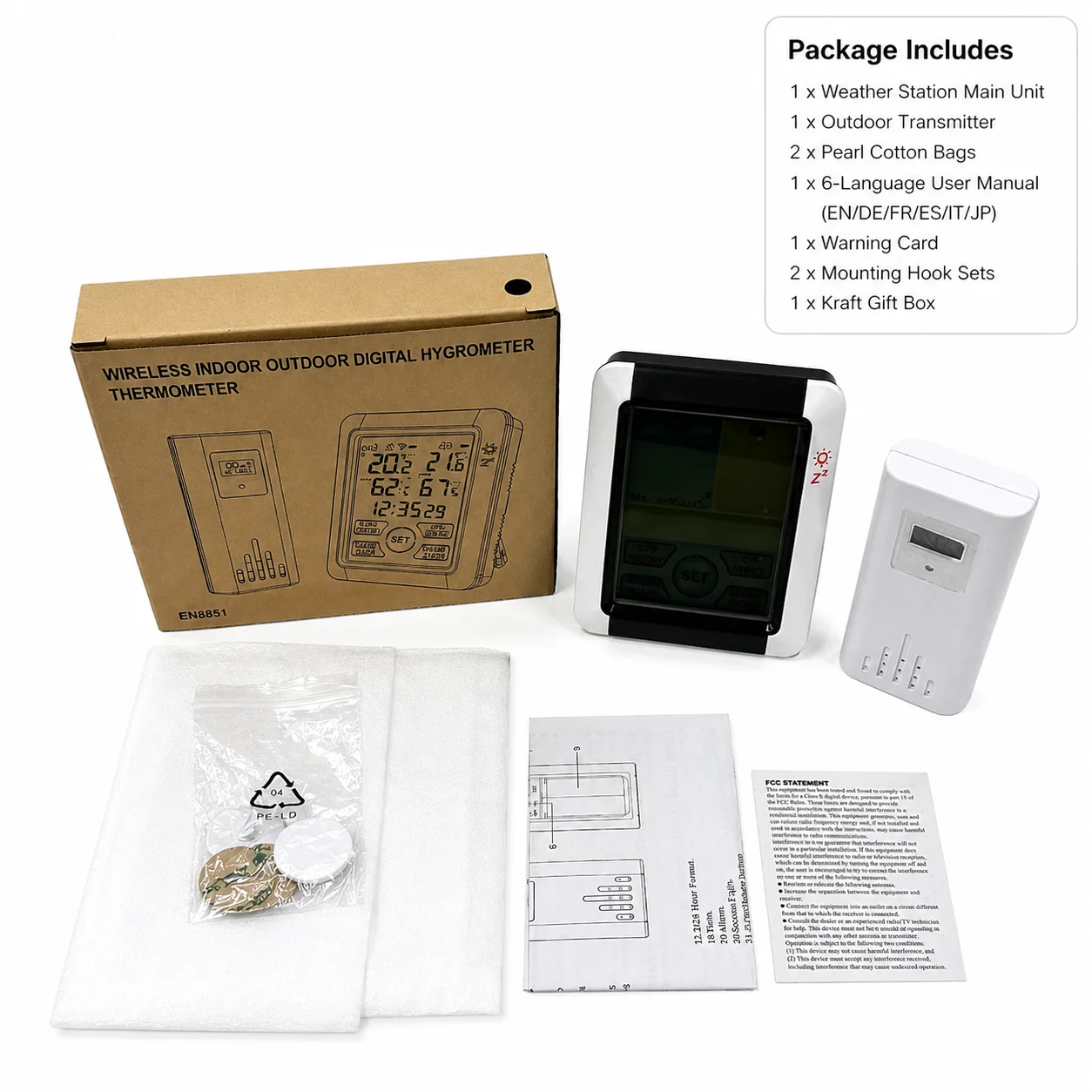 Digital Wireless Thermometer Hygrometer, Color Display Weather Station Clock, Indoor Outdoor Temp Humidity Detection Monitor
Digital Wireless Thermometer Hygrometer, Color Display Weather Station Clock, Indoor Outdoor Temp Humidity Detection Monitor