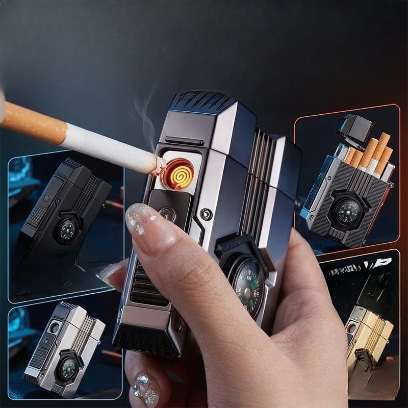 Outdoor Lighter Cigarette Case 2in1,Windproof Arc Lighter with Compass,10Cigarettes Capacity,Waterproof Metal Cigarette Holder
Outdoor Lighter Cigarette Case 2in1,Windproof Arc Lighter with Compass,10Cigarettes Capacity,Waterproof Metal Cigarette Holder