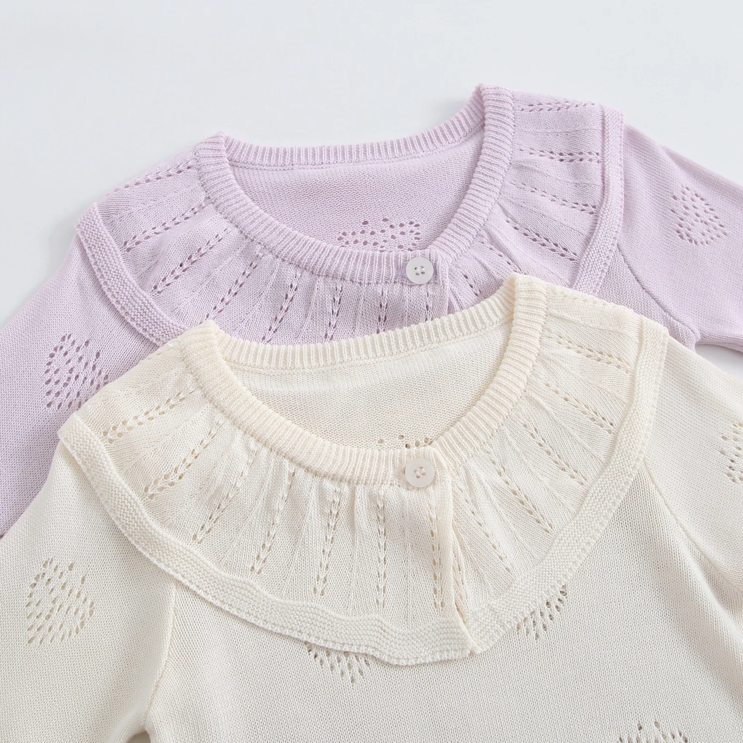 baby knitted jumpsuit lotus leaf collar and crawling clothes, featuring spring and summer lace and semi open collar jumpsuit
baby knitted jumpsuit lotus leaf collar and crawling clothes, featuring spring and summer lace and semi open collar jumpsuit
