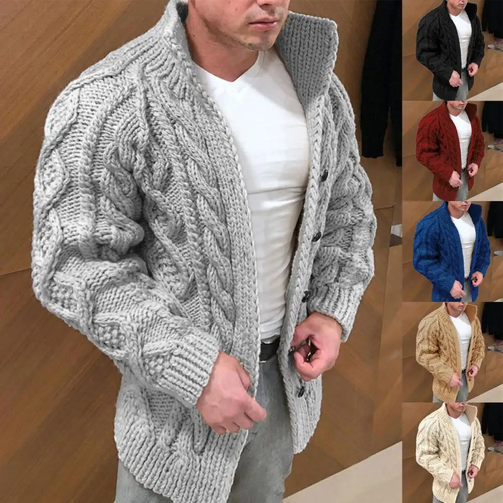 Men Cardigan Sweater Stretchy Long Sleeve Stand Collar Twist Texture Thermal Sweater Coat for Winter Male Clothing
Men Cardigan Sweater Stretchy Long Sleeve Stand Collar Twist Texture Thermal Sweater Coat for Winter Male Clothing