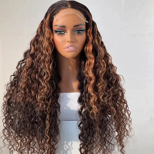 Ombre Brown Deep Curly Lace Front Wig 13x4 HD Transparent Lace Wig for Women Highlight Water Wave Synthetic Wig Heat Resistant
Ombre Brown Deep Curly Lace Front Wig 13x4 HD Transparent Lace Wig for Women Highlight Water Wave Synthetic Wig Heat Resistant