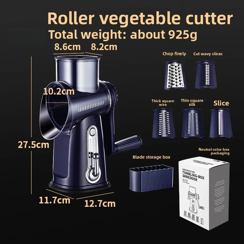 Multifunctional vegetable cutter, hand-cranked drum grater, slicer, household potato shredder, vegetable shredding machine
Multifunctional vegetable cutter, hand-cranked drum grater, slicer, household potato shredder, vegetable shredding machine