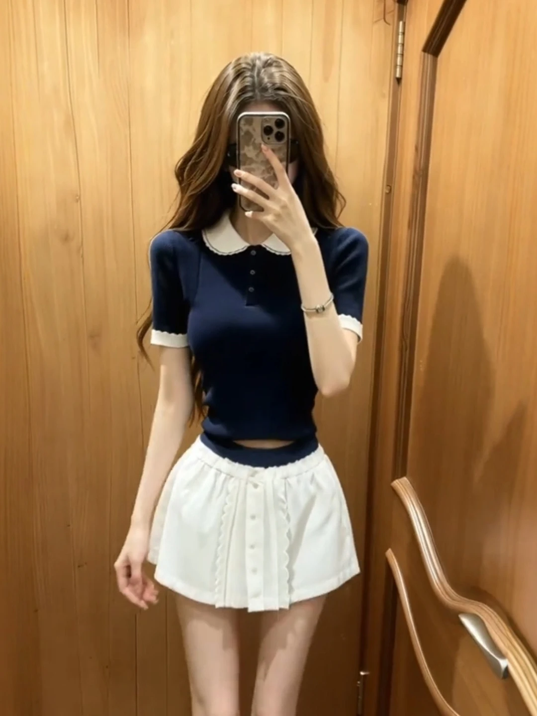 Korean College Style Short Sleeve Doll Collar Slim Fit Women's Top And Skirt Set High Waist Chic Summer Fashion Outfit
Korean College Style Short Sleeve Doll Collar Slim Fit Women's Top And Skirt Set High Waist Chic Summer Fashion Outfit