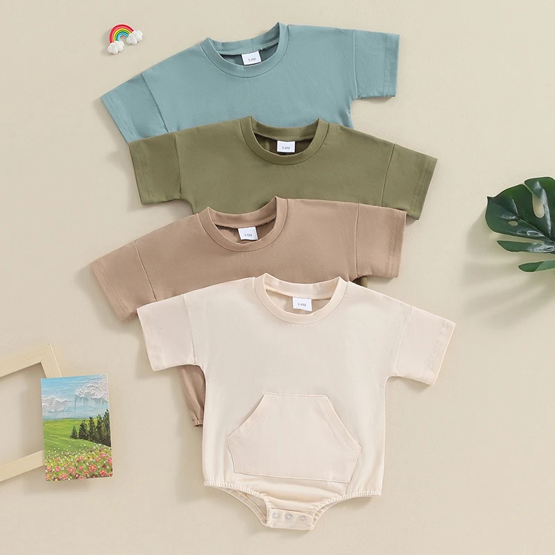 Summer Baby Girls Boys Rompers Cotton Infant Romper Solid Color Pocket Short Sleeve Kids Playsuit Jumpsuits Fashion Baby Clothes
Summer Baby Girls Boys Rompers Cotton Infant Romper Solid Color Pocket Short Sleeve Kids Playsuit Jumpsuits Fashion Baby Clothes