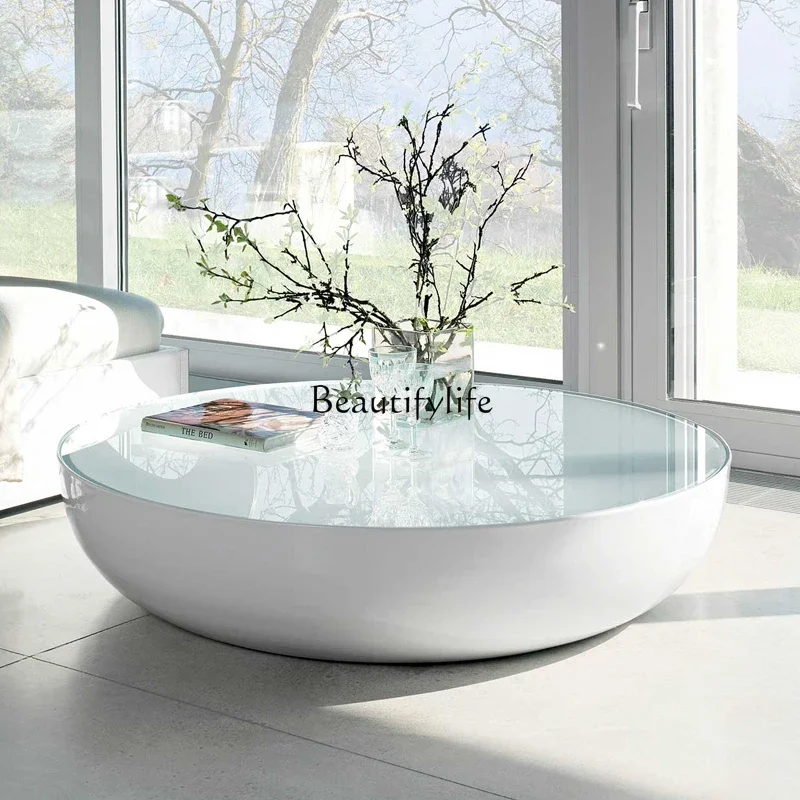 04Cream wind rock slab round coffee table living room small apartment modern light luxury style
04Cream wind rock slab round coffee table living room small apartment modern light luxury style