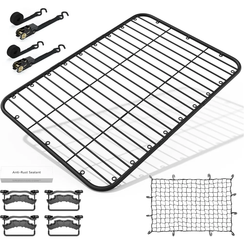 Universal Vehicle Roof Platform, 69 x 47 Heavy-Duty Flat Rack with Super Duty Bungee Cargo Net
Universal Vehicle Roof Platform, 69 x 47 Heavy-Duty Flat Rack with Super Duty Bungee Cargo Net