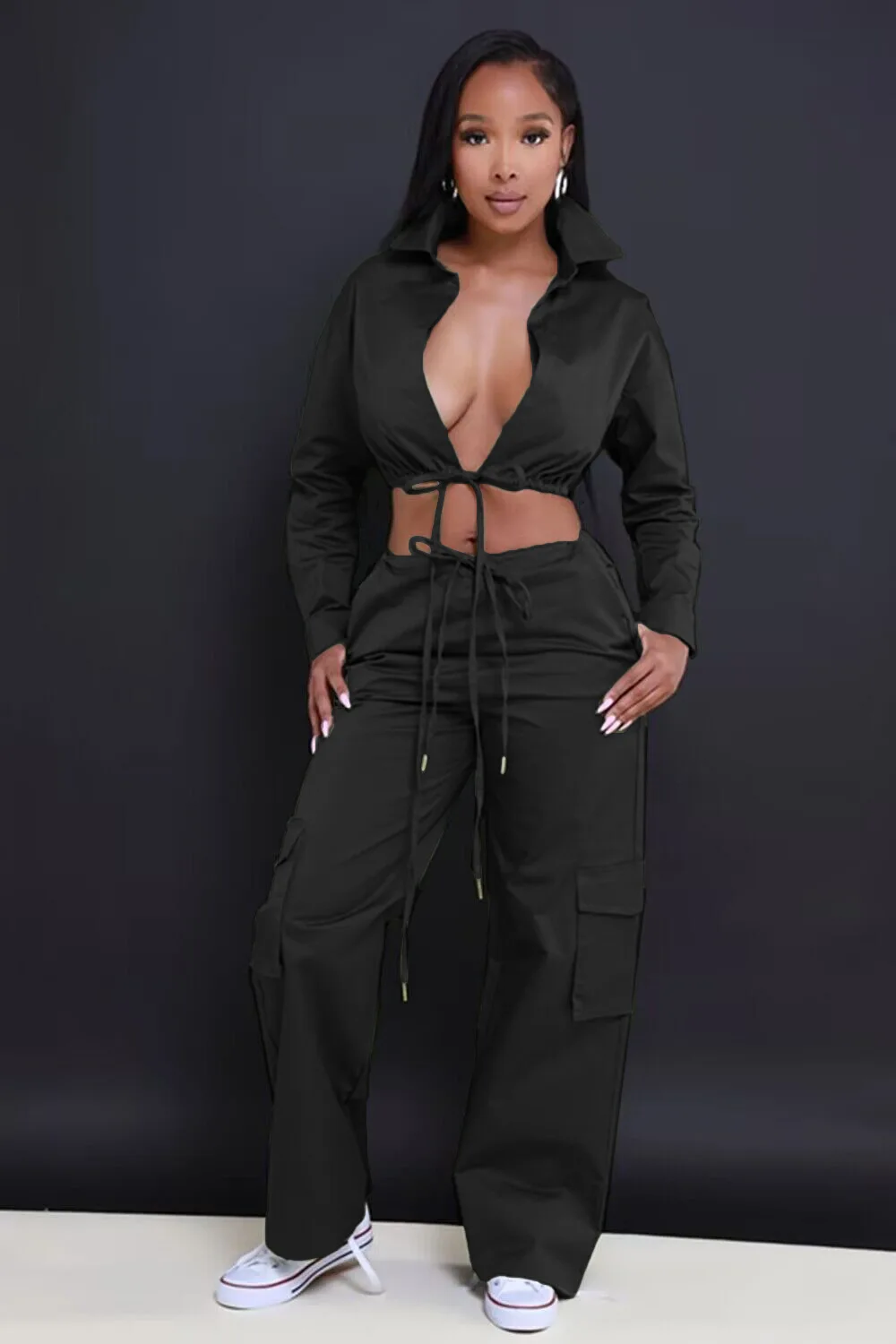New In Fall Long Sleeve Bandage Backless Crop Top and Pockets Pants Outfits Women Sexy V Neck Lace Up Streetwear Matching Set
New In Fall Long Sleeve Bandage Backless Crop Top and Pockets Pants Outfits Women Sexy V Neck Lace Up Streetwear Matching Set