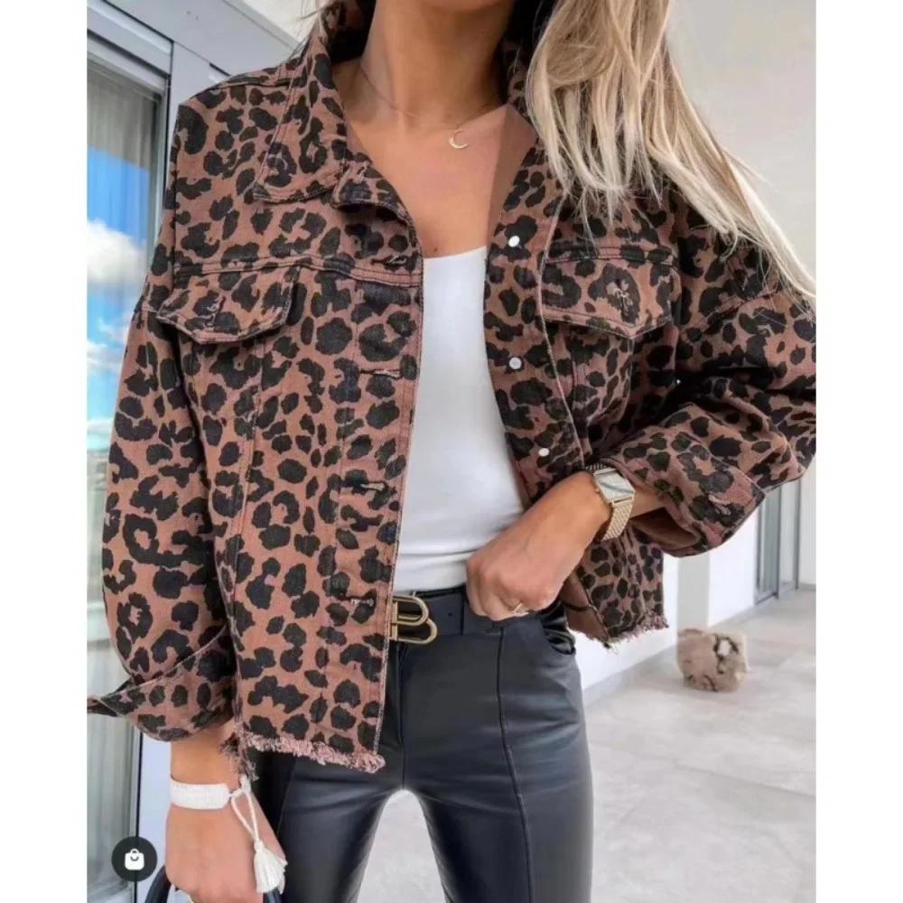 New Popular Leopard Print Denim Jacket in Stock Trendy Washed and Distressed Fringed Denim Jacket for Women
New Popular Leopard Print Denim Jacket in Stock Trendy Washed and Distressed Fringed Denim Jacket for Women