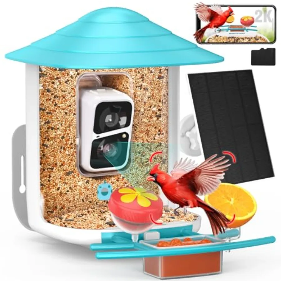 Outdoor solar-powered wireless bird feeder with 2K HD camera AI bird identification auto-detect notify 32GB card included 2.4G
Outdoor solar-powered wireless bird feeder with 2K HD camera AI bird identification auto-detect notify 32GB card included 2.4G