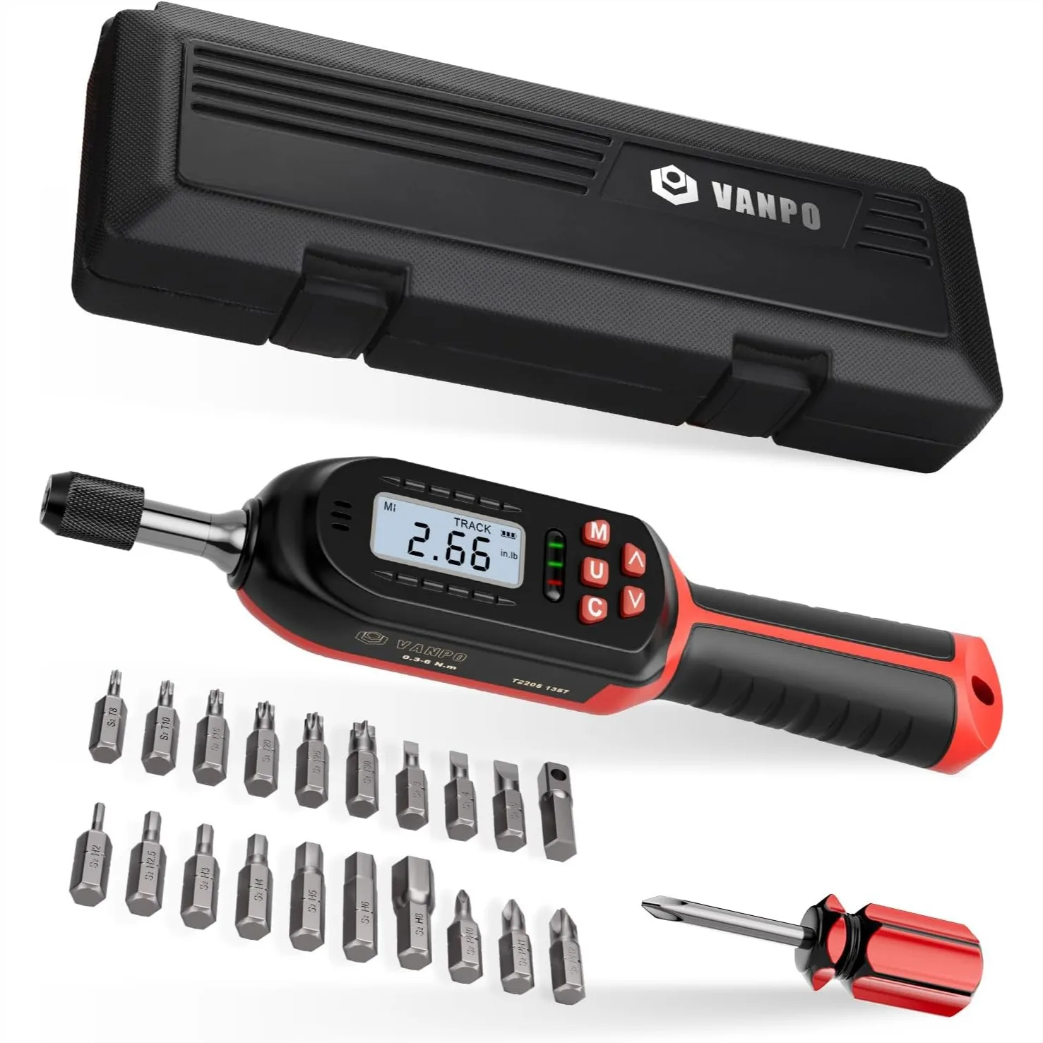Torque Screwdriver Digital 2.66-53.1 in-lbs/0.3-6 Nm, Adjustable Wrench Set with Buzzer/LED for Bike Repair & Maintenance
Torque Screwdriver Digital 2.66-53.1 in-lbs/0.3-6 Nm, Adjustable Wrench Set with Buzzer/LED for Bike Repair & Maintenance
