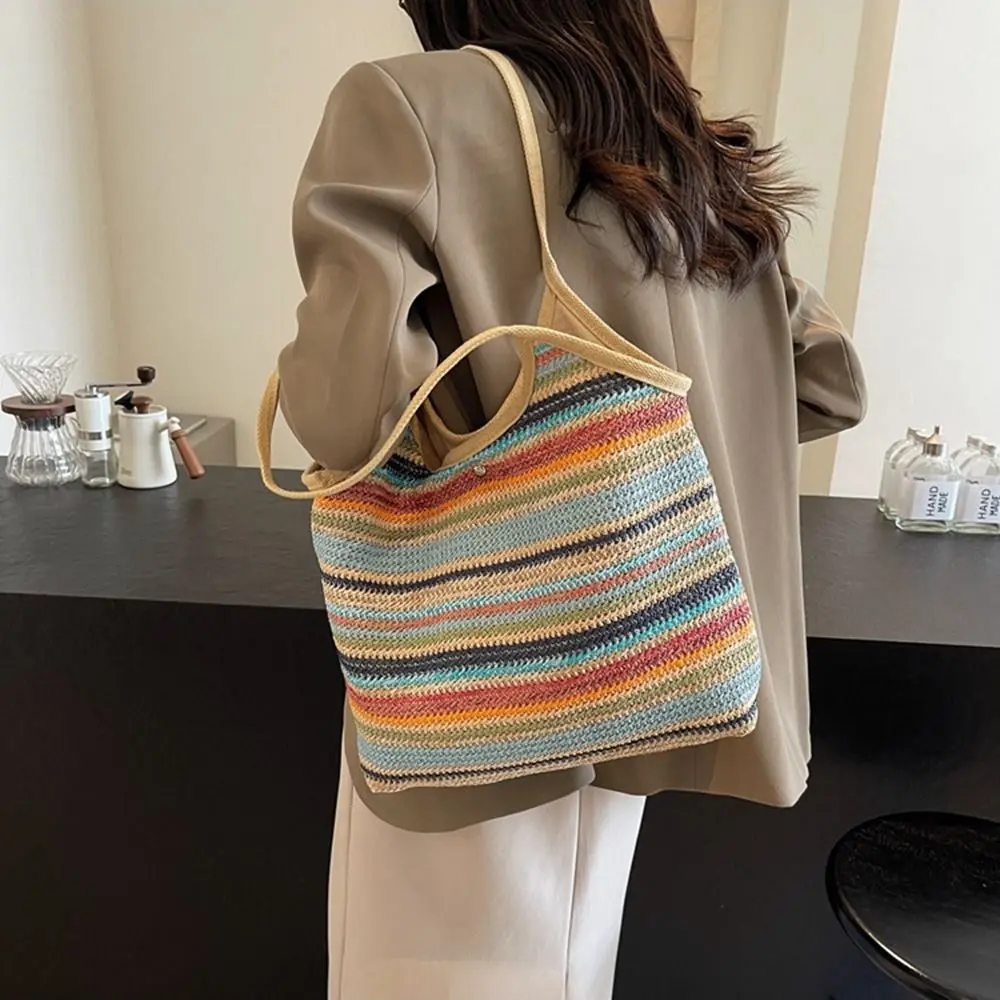 Large Capacity Underarm Tote Bag Rainbow Stripe INS Women's Crochet Shoulder Bag Portable Striped Design Casual Handbag Summer
Large Capacity Underarm Tote Bag Rainbow Stripe INS Women's Crochet Shoulder Bag Portable Striped Design Casual Handbag Summer