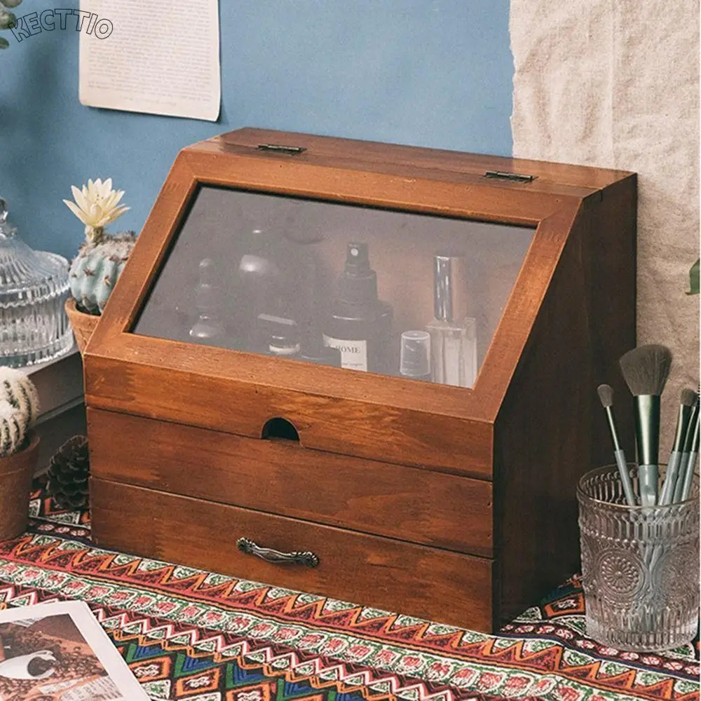 Vintage Wood Drawer Storage Box Dust-proof Multi-purpose Display Case Removable Glass Baffles Makeup Accessory Sorter Home
Vintage Wood Drawer Storage Box Dust-proof Multi-purpose Display Case Removable Glass Baffles Makeup Accessory Sorter Home