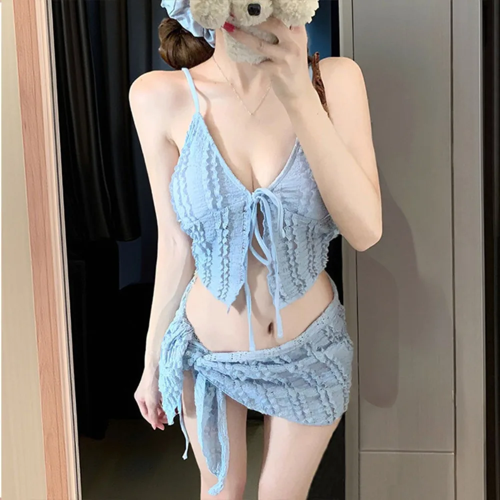 3Pcs Fashion Sexy Womens Swimsuits Tie-front Sweet Bikini Set Breathable with Bra Pads Swimwear for Beach Vacation
3Pcs Fashion Sexy Womens Swimsuits Tie-front Sweet Bikini Set Breathable with Bra Pads Swimwear for Beach Vacation