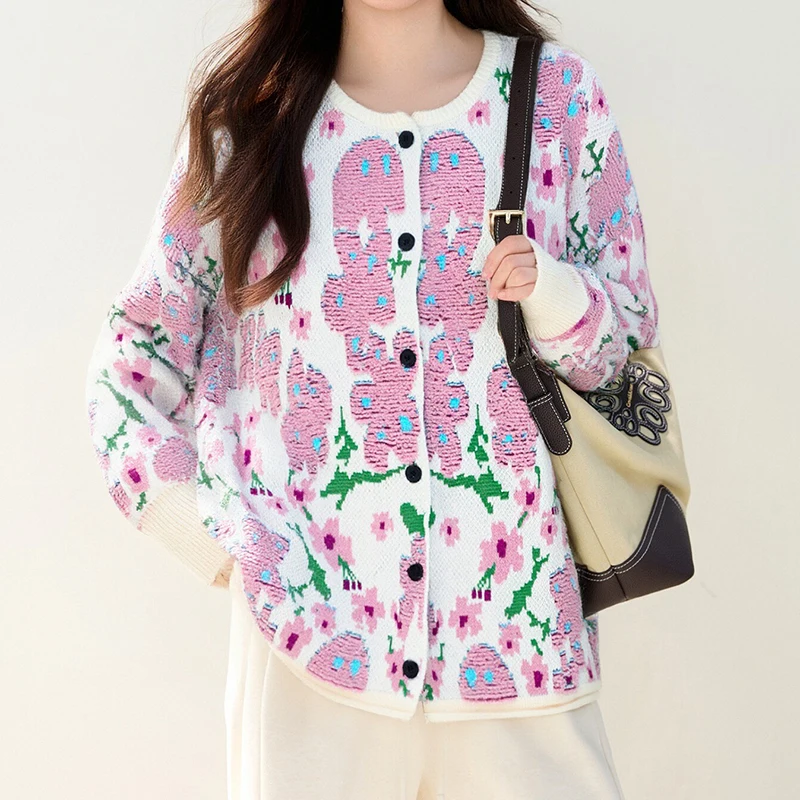 Vintage Flower Knitted Cardigans Long Sleeve Single-breasted Elegant Sweater Jacker Coat Pink Blue Fashion 2026 New Women Outfit
Vintage Flower Knitted Cardigans Long Sleeve Single-breasted Elegant Sweater Jacker Coat Pink Blue Fashion 2026 New Women Outfit