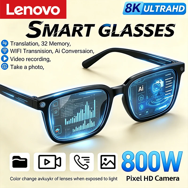 Lenovo 2026 New AI Smart Glasses AI Translation 8K HD Camera Shooting Image Bluetooth Call Recording Music Smart Sunglasses
Lenovo 2026 New AI Smart Glasses AI Translation 8K HD Camera Shooting Image Bluetooth Call Recording Music Smart Sunglasses