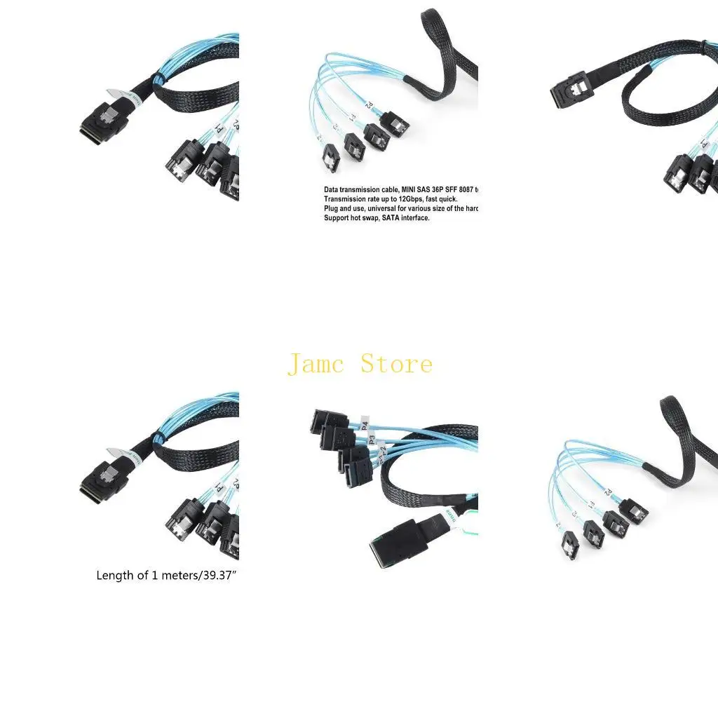 LX0B Mini SFF-8087 to 4 Cable 90 Degrees Target Hard Disk Data Cable Easy to Use