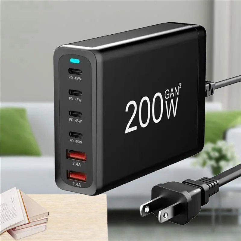 200W USB Type C Desktop Charger Multi-Port Charger With Short-Circuit Protection Fit For Laptop Phone Charger US Plug
200W USB Type C Desktop Charger Multi-Port Charger With Short-Circuit Protection Fit For Laptop Phone Charger US Plug